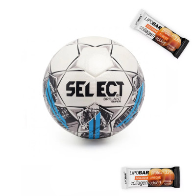 Набір 269. М'яч футбольний SELECT Brillant Super №5 + 2 шт. Протеїновий батончик, Lipobar Exclusive - 50g