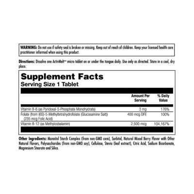 B6 B12 Methyl Folate - 60 tabs Mixed Berry (Пошкоджена банка) B6 B12 Methyl Folate - 60 tabs Mixed Berry (Пошкоджена банка)