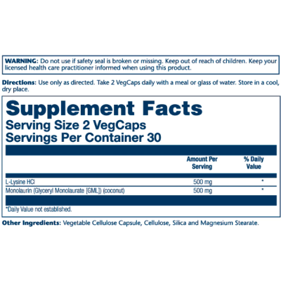 L-Lysine Monolaurin 1:1 - 60 vcaps L-Lysine Monolaurin 1:1 - 60 vcaps