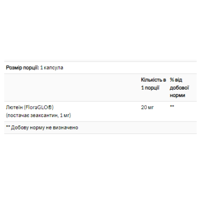 Lutein 20 mg - 60 softgels Lutein 20 mg - 60 softgels