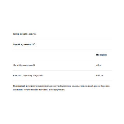Magnesium L-Threonate 667mg - 90 vcaps