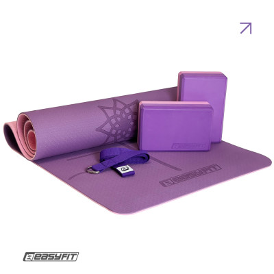 Набір для йоги та фітнесу EasyFit Polarity Set (килимок, два блоки та ремінь) фіолетово-рожевий Набір для йоги та фітнесу EasyFit Polarity Set (килимок, два блоки та ремінь) фіолетово-рожевий
