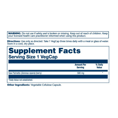 Saw Palmetto Berry 580mg - 50 vcaps Saw Palmetto Berry 580mg - 50 vcaps
