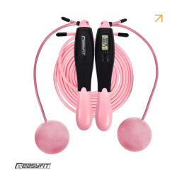 Скакалка для схуднення EasyFit TwinRope 2,8 м чорний-рожевий Скакалка для схуднення EasyFit TwinRope 2,8 м чорний-рожевий