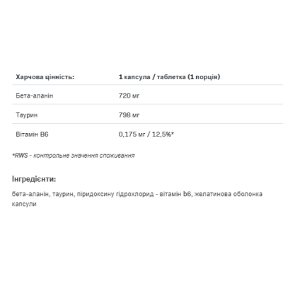 Beta-Alanine Endurance Max - 240 caps Beta-Alanine Endurance Max - 240 caps