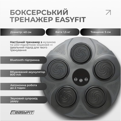 Боксерський тренажер EasyFit настінний музичний з підсвіткою Боксерський тренажер EasyFit настінний музичний з підсвіткою