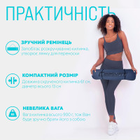 Килимок для йоги та фітнесу EasyFit TPE+TC 6 мм двошаровий + чохол синій-блакитний Килимок для йоги та фітнесу EasyFit TPE+TC 6 мм двошаровий + чохол синій-блакитний