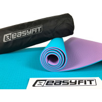 Килимок для йоги та фітнеса EasyFit TPE+TC 6мм двошаровий + Чохол м'ятний з фіолетовим Килимок для йоги та фітнеса EasyFit TPE+TC 6мм двошаровий + Чохол м'ятний з фіолетовим
