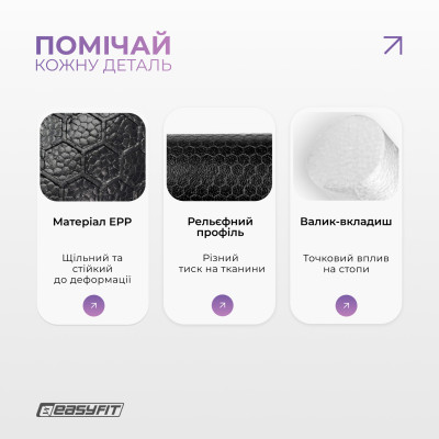 Масажний ролик EasyFit LightWeight 33×14 см з масажером для стоп 33×6 см Масажний ролик EasyFit LightWeight 33×14 см з масажером для стоп 33×6 см