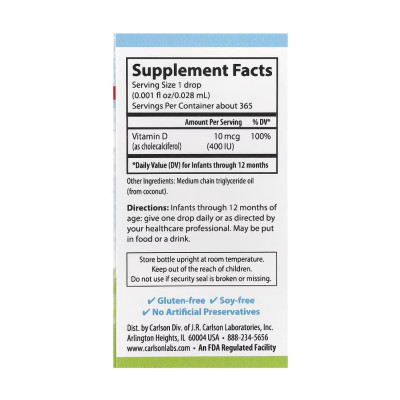 Super Daily D3 for Baby 400IU - 365 Veg drops 10.3 ml