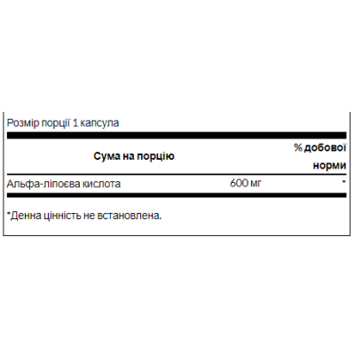 Alpha Lipoic Acide 600mg - 60cap (Пошкоджена банка) Alpha Lipoic Acide 600mg - 60cap (Пошкоджена банка)