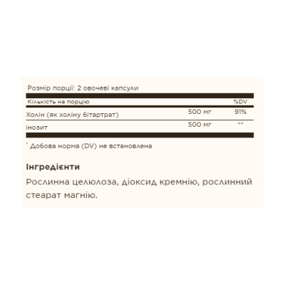 Choline/Inositol 500 mg/500 mg - 100 vcaps Choline/Inositol 500 mg/500 mg - 100 vcaps