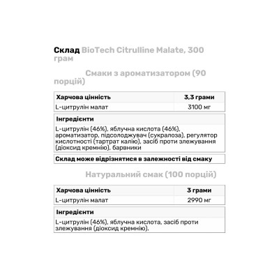 Citrulline Malate - 300g Lime Citrulline Malate - 300g Lime