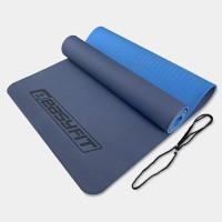 Килимок для йоги та фітнесу EasyFit TPE+TC 6 мм двошаровий синій-блакитний