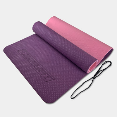 Килимок для йоги та фітнесу EasyFit TPE+TC 6 мм двошаровий фіолетовий-рожевий Килимок для йоги та фітнесу EasyFit TPE+TC 6 мм двошаровий фіолетовий-рожевий