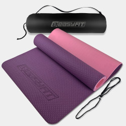 Килимок для йоги та фітнесу EasyFit TPE+TC 6 мм двошаровий + чохол фіолетовий-рожевий Килимок для йоги та фітнесу EasyFit TPE+TC 6 мм двошаровий + чохол фіолетовий-рожевий