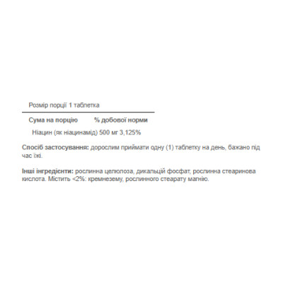 Niacinamide 500 mg - 100 tabs