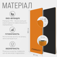 Килимок для йоги та фітнесу EasyFit TPE+TC 6 мм двошаровий + чохол помаранчевий-чорний Килимок для йоги та фітнесу EasyFit TPE+TC 6 мм двошаровий + чохол помаранчевий-чорний