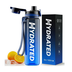 Hydrated Water Bottle - 1000ml Tritan Blue Gray Hydrated Water Bottle - 1000ml Tritan Blue Gray