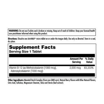 B-12 Methylcobalamin and Adenosylcobalamin 2000mcg - 60 tabs B-12 Methylcobalamin and Adenosylcobalamin 2000mcg - 60 tabs
