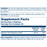 Magnesium Citrate 400mg - 180 vcaps (Пошкоджена етикетка)