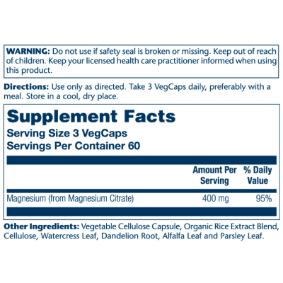 Magnesium Citrate 400mg - 180 vcaps (Пошкоджена етикетка)