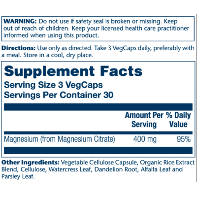 Magnesium Citrate 400mg - 90 vcaps (Пошкоджена банка) Magnesium Citrate 400mg - 90 vcaps (Пошкоджена банка)