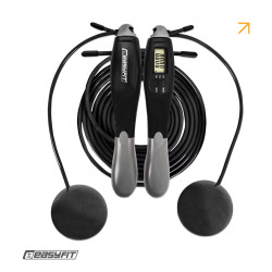 Скакалка з лічильником EasyFit TwinRope швидкісна 2,8 м чорна-сіра Скакалка з лічильником EasyFit TwinRope швидкісна 2,8 м чорна-сіра