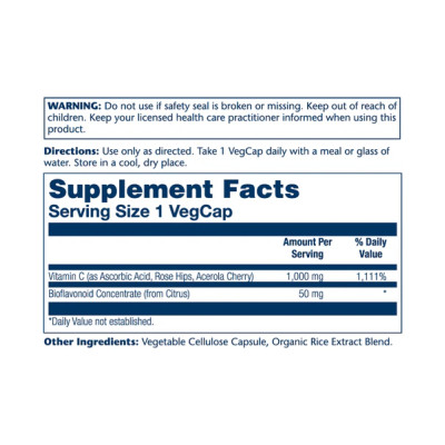 Vitamin C with Rose Hips, Acerola & Bioflavonoids 1000mg - 100 vcaps Vitamin C with Rose Hips, Acerola & Bioflavonoids 1000mg - 100 vcaps