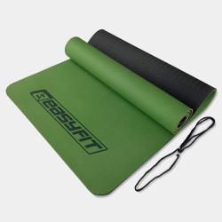 Килимок для йоги та фітнесу EasyFit TPE+TC 6 мм двошаровий зелений-чорний Килимок для йоги та фітнесу EasyFit TPE+TC 6 мм двошаровий зелений-чорний