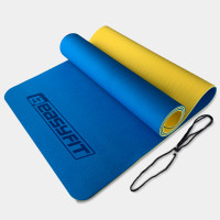 Килимок для йоги та фітнесу EasyFit TPE+TC 6 мм двошаровий синій-блакитний