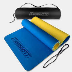 Килимок для йоги та фітнесу EasyFit TPE+TC 6 мм двошаровий + чохол синій-блакитний Килимок для йоги та фітнесу EasyFit TPE+TC 6 мм двошаровий + чохол синій-блакитний