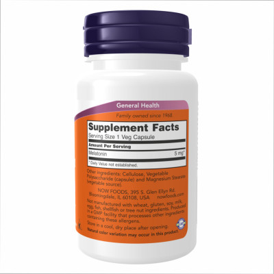 Melatonin 5 mg - 60 vcaps (Пошкоджена етикетка) Melatonin 5 mg - 60 vcaps (Пошкоджена етикетка)