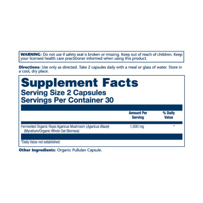 Org Grown Fermented Royal Agaricus 1000mg - 60 caps Org Grown Fermented Royal Agaricus 1000mg - 60 caps
