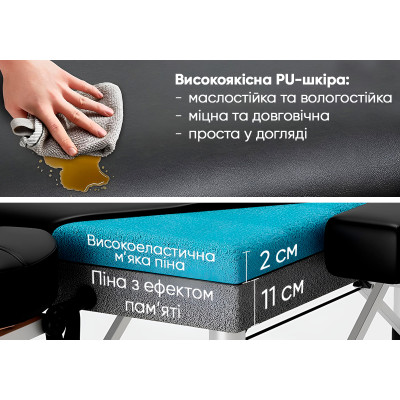 Масажний стіл EasyFit ZenRest-2 кушетка складна Чорна з чохлом Масажний стіл EasyFit ZenRest-2 кушетка складна Чорна з чохлом