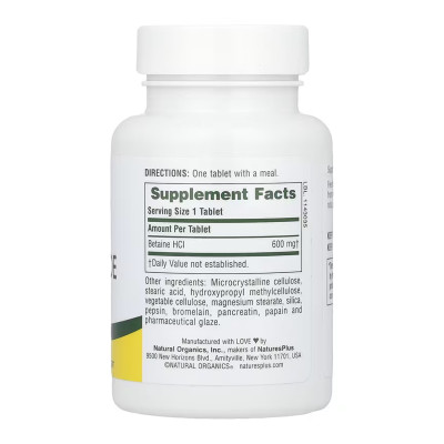 Betaine Hydrochloride 600mg - 90 tabs Betaine Hydrochloride 600mg - 90 tabs