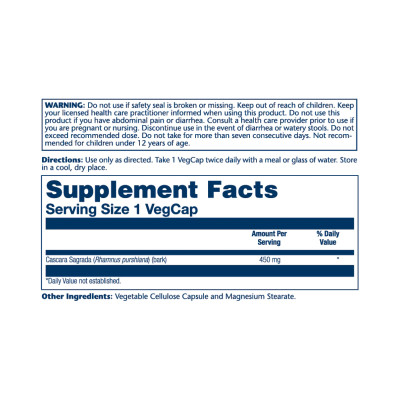 Cascara Sagrada Bark 450mg - 100 vcaps Cascara Sagrada Bark 450mg - 100 vcaps
