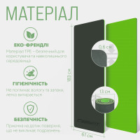 Килимок для йоги та фітнесу EasyFit TPE+TC 6 мм двошаровий + чохол чорно-зелений Килимок для йоги та фітнесу EasyFit TPE+TC 6 мм двошаровий + чохол чорно-зелений