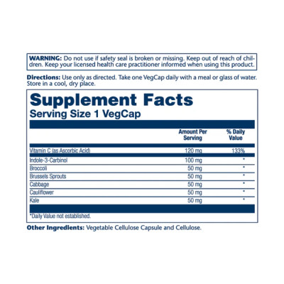 Indole 3 Carbinol 100mg - 30 vcaps Indole 3 Carbinol 100mg - 30 vcaps
