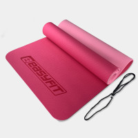 Килимок для йоги та фітнесу EasyFit TPE+TC 6 мм двошаровий рожевий-св. рожевий
