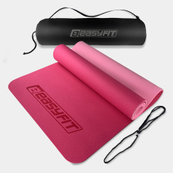 Килимок для йоги та фітнесу EasyFit TPE+TC 6 мм двошаровий + чохол рожевий-св. рожевий Килимок для йоги та фітнесу EasyFit TPE+TC 6 мм двошаровий + чохол рожевий-св. рожевий