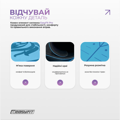 Килимок для йоги професійний EasyFit Pro каучук 5 мм Блакитний Килимок для йоги професійний EasyFit Pro каучук 5 мм Блакитний