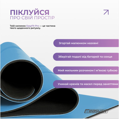 Килимок для йоги професійний EasyFit Pro каучук 5 мм Блакитний Килимок для йоги професійний EasyFit Pro каучук 5 мм Блакитний