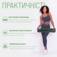 Килимок для йоги та фітнесу EasyFit TPE+TC 6 мм двошаровий + чохол чорно-зелений Килимок для йоги та фітнесу EasyFit TPE+TC 6 мм двошаровий + чохол чорно-зелений
