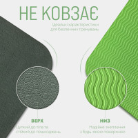 Килимок для йоги та фітнесу EasyFit TPE+TC 6 мм двошаровий + чохол чорно-зелений Килимок для йоги та фітнесу EasyFit TPE+TC 6 мм двошаровий + чохол чорно-зелений
