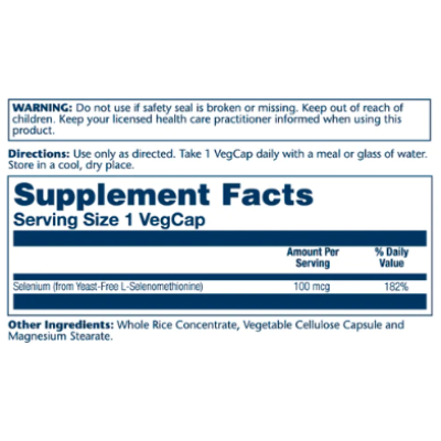 Selenium Yeast Free 100mcg - 90 vcaps Selenium Yeast Free 100mcg - 90 vcaps