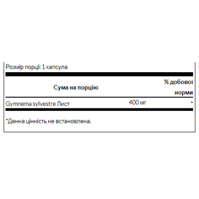 (Очікування) Full Spectrum Gymnema Sylvestre Leaf 400 mg - 100caps (Очікування) Full Spectrum Gymnema Sylvestre Leaf 400 mg - 100caps