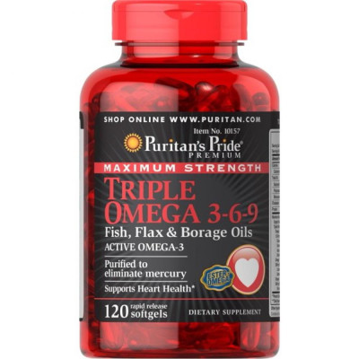 Maximum Strenght Triple Omega 3 6 9 Fish Flax Borage Oils - 120 Softgels Maximum Strenght Triple Omega 3 6 9 Fish Flax Borage Oils - 120 Softgels