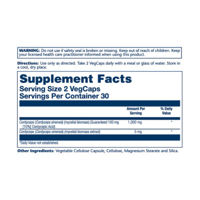 Cordyceps Mushroom Extract 1000mg - 60 vcaps