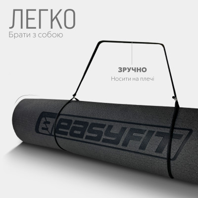 Килимок для йоги та фітнесу EasyFit TPE+TC 6 мм двошаровий чорний-червоний Килимок для йоги та фітнесу EasyFit TPE+TC 6 мм двошаровий чорний-червоний